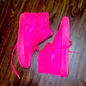 High top neon pink Vans